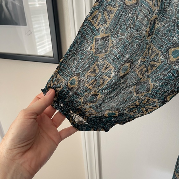 Anthropologie Blue and Brown Patterned Mini Dress - Picture 7 of 16